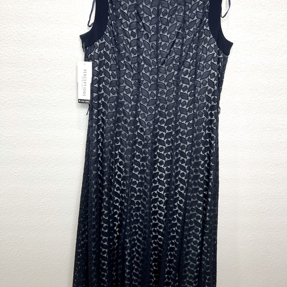 Navy dress with white lining from Perceptions. Size XL - Picture 2 of 7